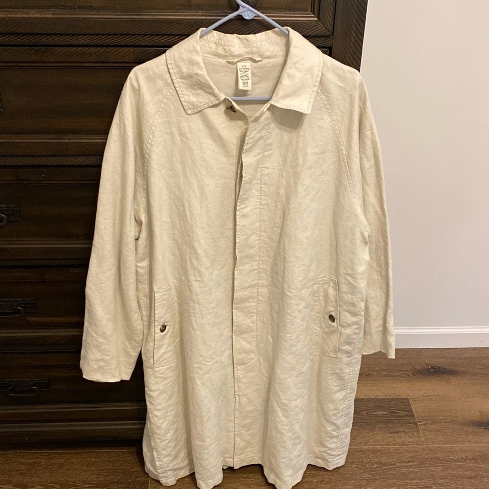 Men’s Vintage Polo Jeans Company Linen Trench Coat Size Large